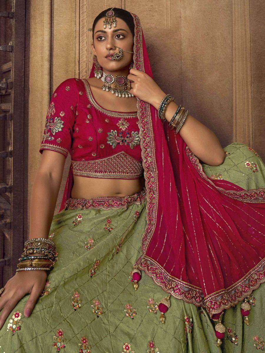 Superb Teal Green Embroidered Viscose Silk Traditional Lehenga Choli - Zeel Clothing