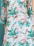 Superb White & Blue Floral Printed Cotton Top Palazzo Co-Ord Set - Zeel Clothing