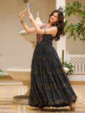 Superior Black Bandhani Print Georgette Navratri Special Gown - Zeel Clothing