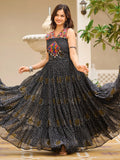 Superior Black Bandhani Print Georgette Navratri Special Gown - Zeel Clothing