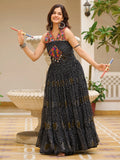 Superior Black Bandhani Print Georgette Navratri Special Gown - Zeel Clothing