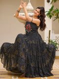 Superior Black Bandhani Print Georgette Navratri Special Gown - Zeel Clothing
