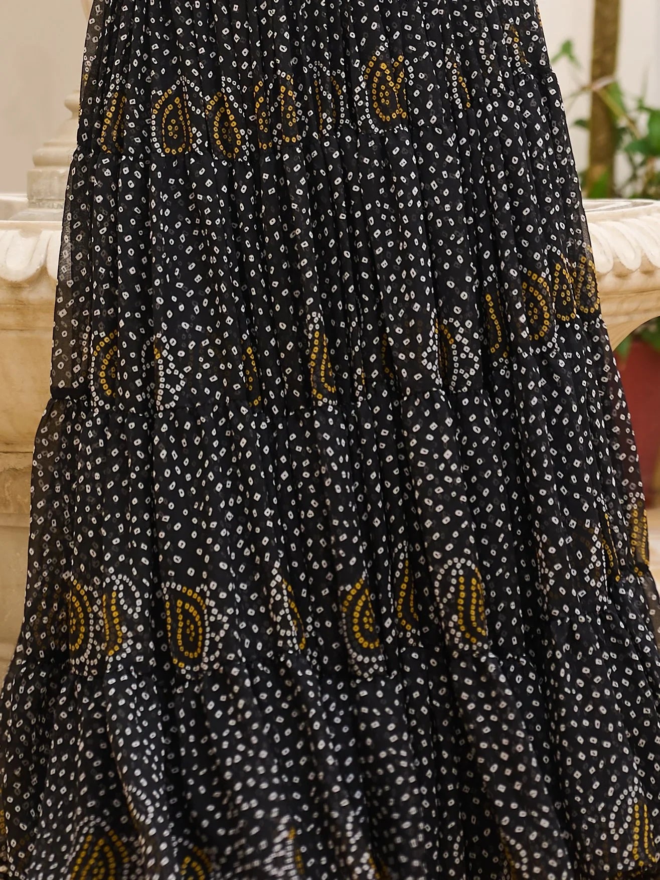 Superior Black Bandhani Print Georgette Navratri Special Gown - Zeel Clothing