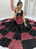 Superior Black Printed Cotton Navratri Special Lehenga Choli - Zeel Clothing