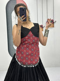 Superior Black Printed Cotton Navratri Special Lehenga Choli - Zeel Clothing