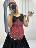 Superior Black Printed Cotton Navratri Special Lehenga Choli - Zeel Clothing