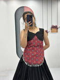 Superior Black Printed Cotton Navratri Special Lehenga Choli - Zeel Clothing