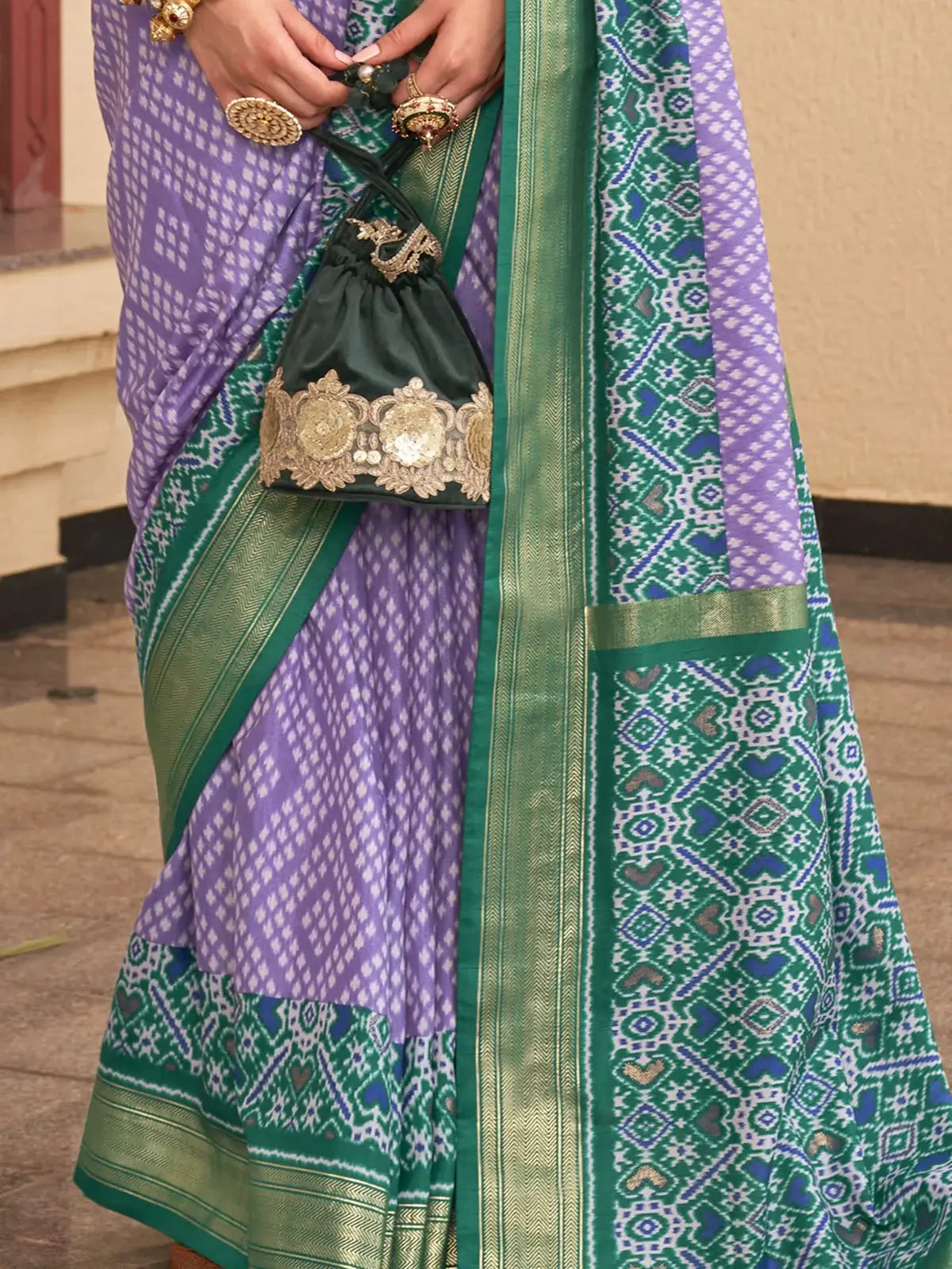 Superior Lavender Digital Printed Silk Events Wear Saree With Blouse - Zeel Clothing