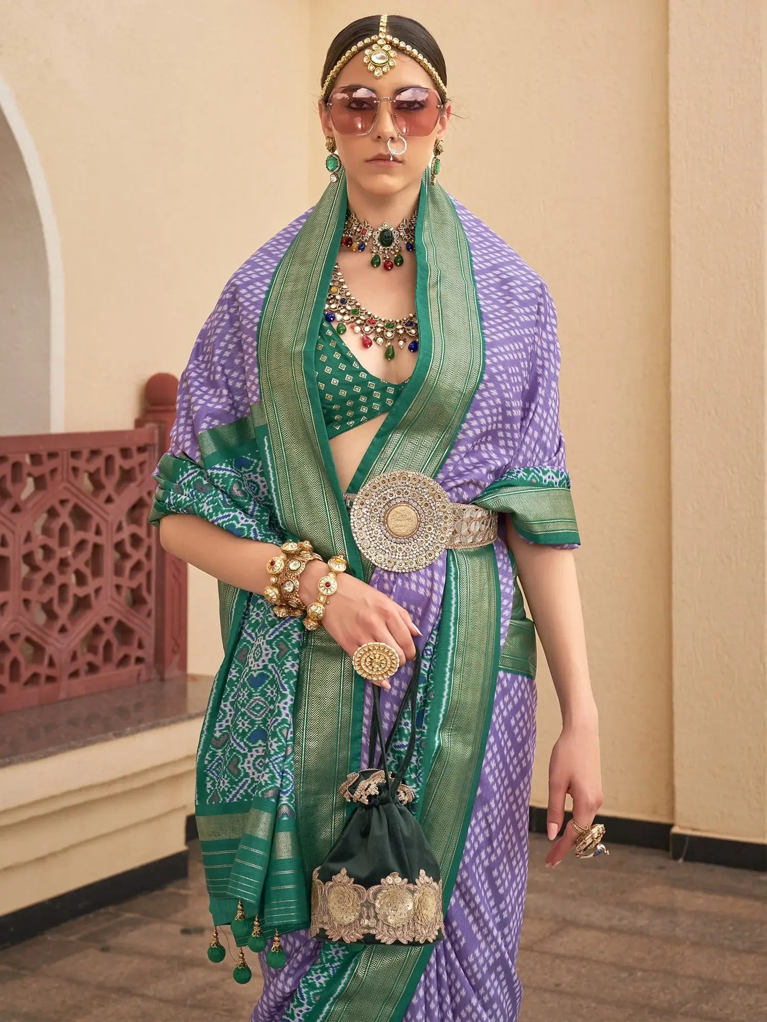 Superior Lavender Digital Printed Silk Events Wear Saree With Blouse - Zeel Clothing