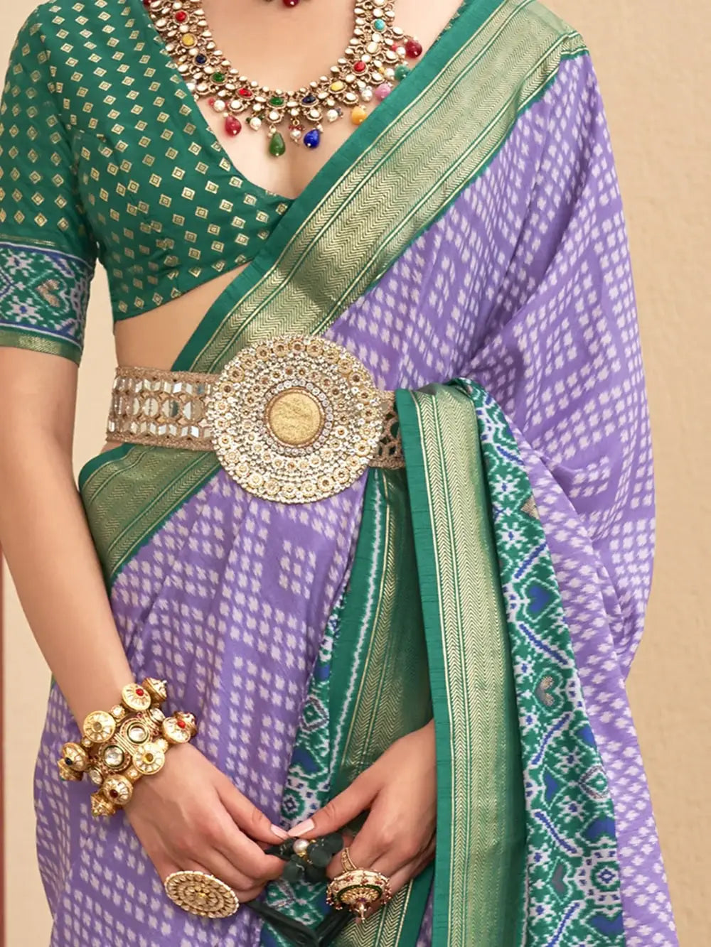 Superior Lavender Digital Printed Silk Events Wear Saree With Blouse - Zeel Clothing