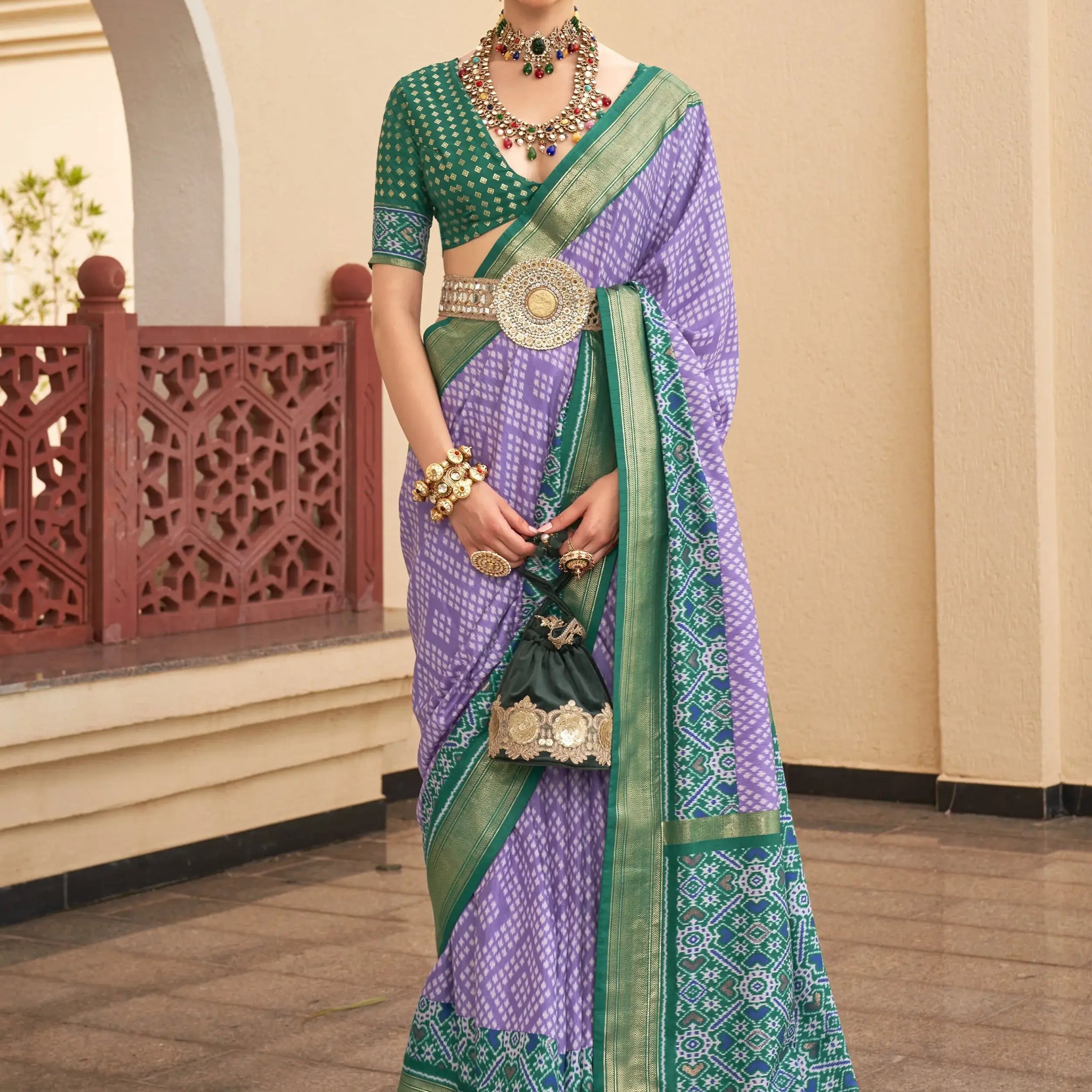 Superior Lavender Digital Printed Silk Events Wear Saree With Blouse - Zeel Clothing