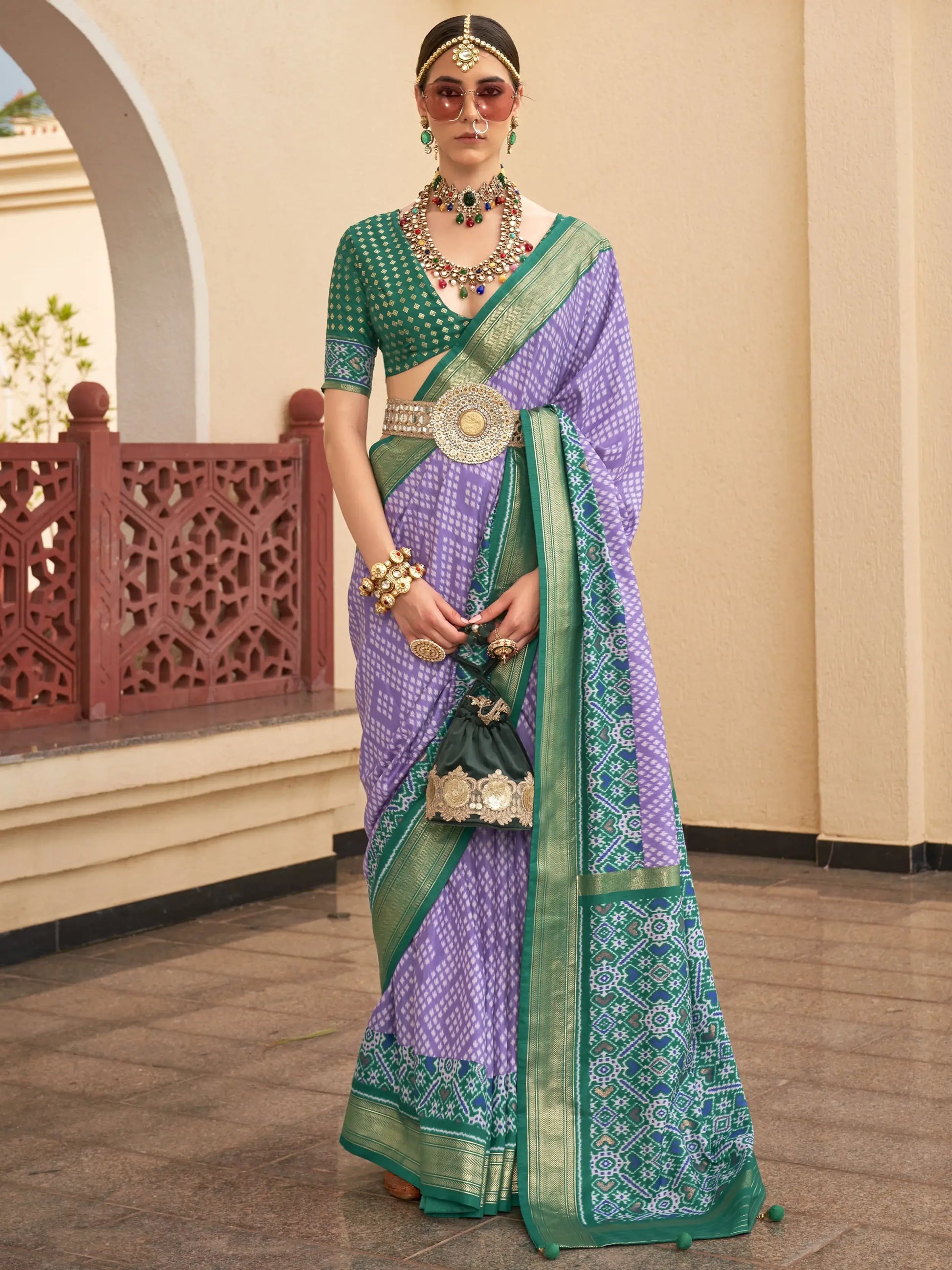 Superior Lavender Digital Printed Silk Events Wear Saree With Blouse - Zeel Clothing