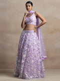 Surprising Lavender Sequins Net Reception Wear Lehenga Choli