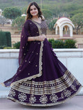Surprising Purple Sequins Georgette Wedding Wear Lehenga Choli - Zeel Clothing