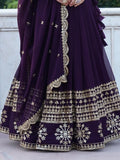Surprising Purple Sequins Georgette Wedding Wear Lehenga Choli - Zeel Clothing