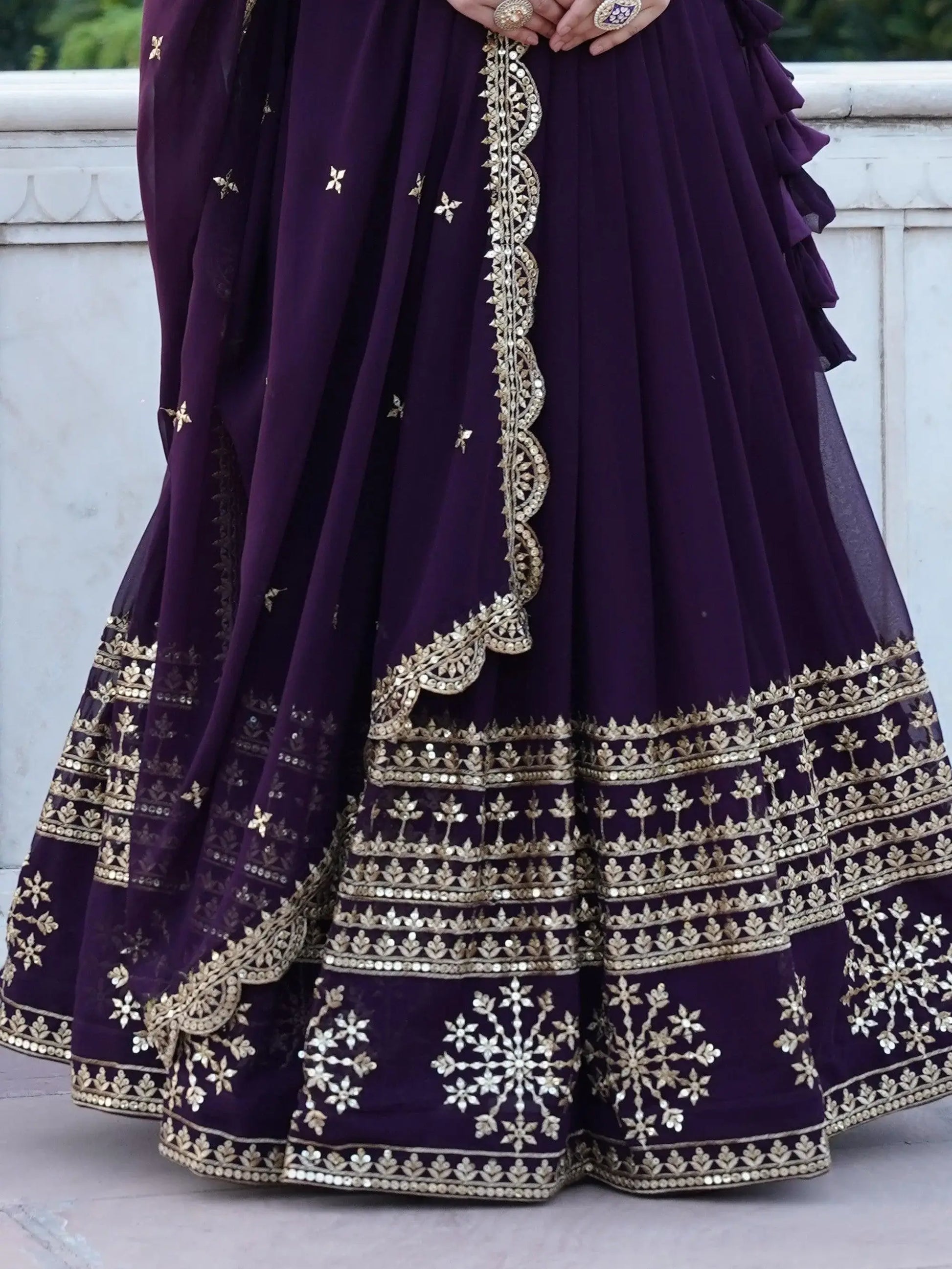 Surprising Purple Sequins Georgette Wedding Wear Lehenga Choli - Zeel Clothing