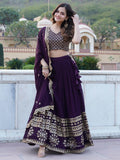 Surprising Purple Sequins Georgette Wedding Wear Lehenga Choli - Zeel Clothing