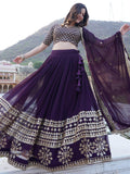 Surprising Purple Sequins Georgette Wedding Wear Lehenga Choli - Zeel Clothing