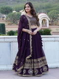 Surprising Purple Sequins Georgette Wedding Wear Lehenga Choli - Zeel Clothing