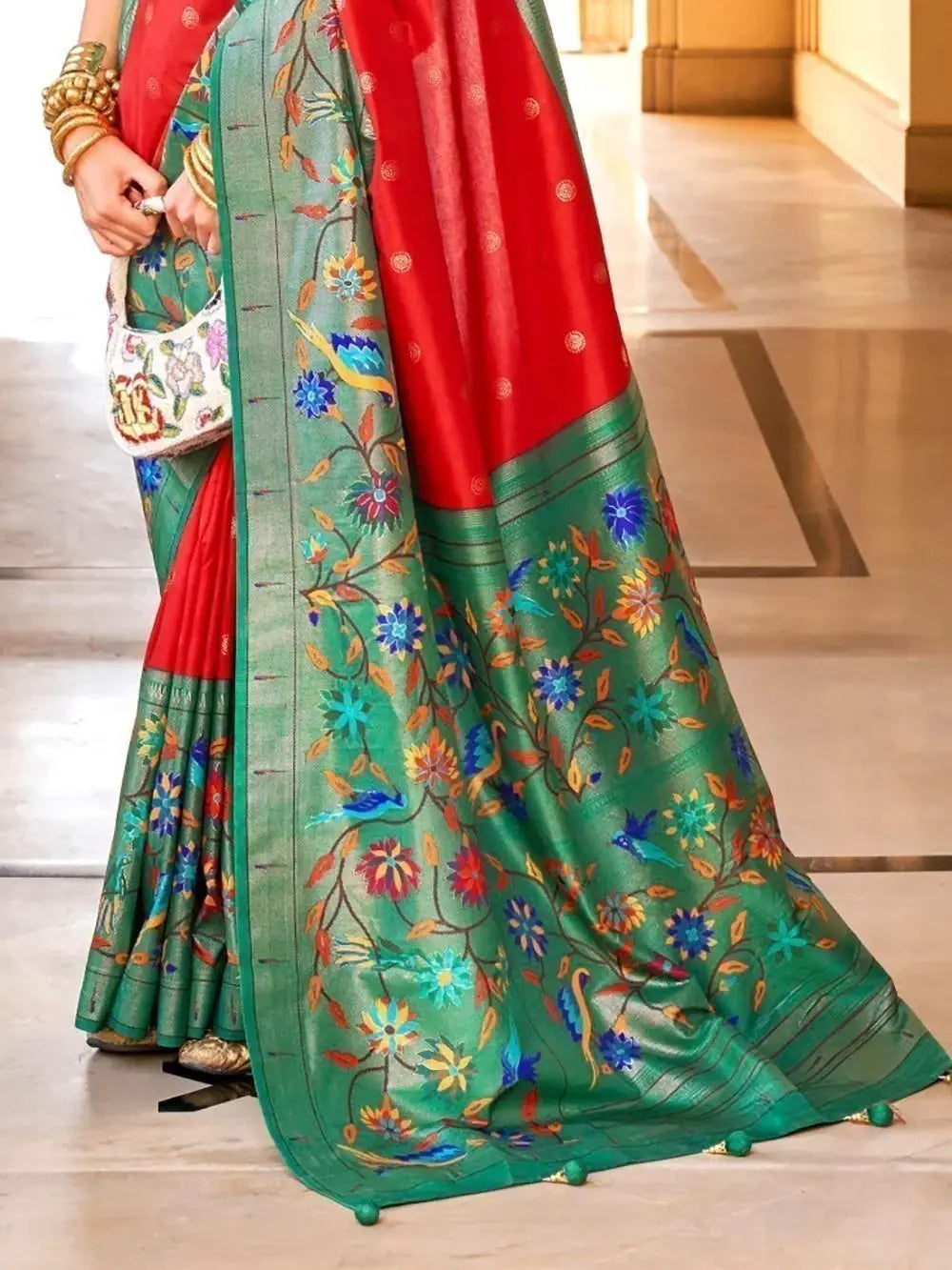Surprising Red Zari Weaving Silk Wedding Wear Saree With Blouse - Zeel Clothing