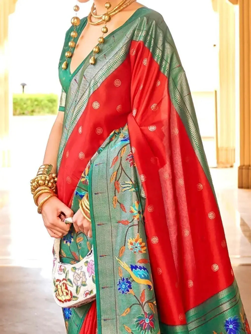 Surprising Red Zari Weaving Silk Wedding Wear Saree With Blouse - Zeel Clothing