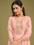 Sweet Baby Pink Multi-Thread Work Georgette Events Wear Salwar Kameez - Zeel Clothing