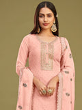 Sweet Baby Pink Multi-Thread Work Georgette Events Wear Salwar Kameez - Zeel Clothing