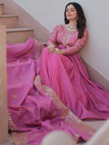 Sweet Baby Pink Sequins Organza Party Wear Gown With Dupatta - Zeel Clothing