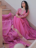 Sweet Baby Pink Sequins Organza Party Wear Gown With Dupatta - Zeel Clothing