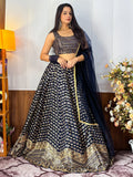 Sweet Blue Zari Embroidered Georgette Lehenga Choli With Dupatta - Zeel Clothing
