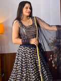 Sweet Blue Zari Embroidered Georgette Lehenga Choli With Dupatta - Zeel Clothing