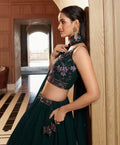 Sweet Green Sequins Embroidered Georgette Wedding Lehenga Choli - Zeel Clothing