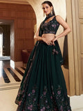 Sweet Green Sequins Embroidered Georgette Wedding Lehenga Choli - Zeel Clothing