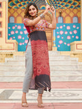 Sweet Maroon Kutchi Gamthi Work Georgette Navratri Special Long Kurti - Zeel Clothing
