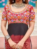 Sweet Maroon Kutchi Gamthi Work Georgette Navratri Special Long Kurti - Zeel Clothing