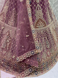Sweet Mauve Dori Embroidery Net Engagement Wear Lehenga Choli