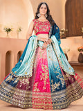 Sweet Multi-Color Sequins Embroidery Chinon Wedding Wear Lehenga Choli - Zeel Clothing