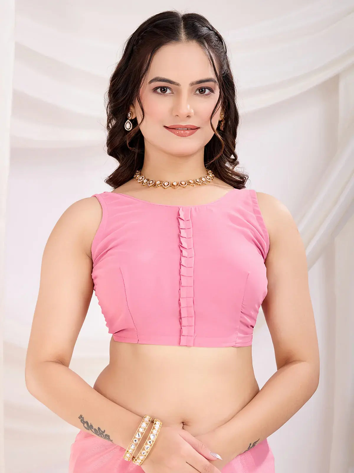 Sweet Pink Heavy Zari Border Work Chinon Silk Festive Wear Saree - Zeel Clothing