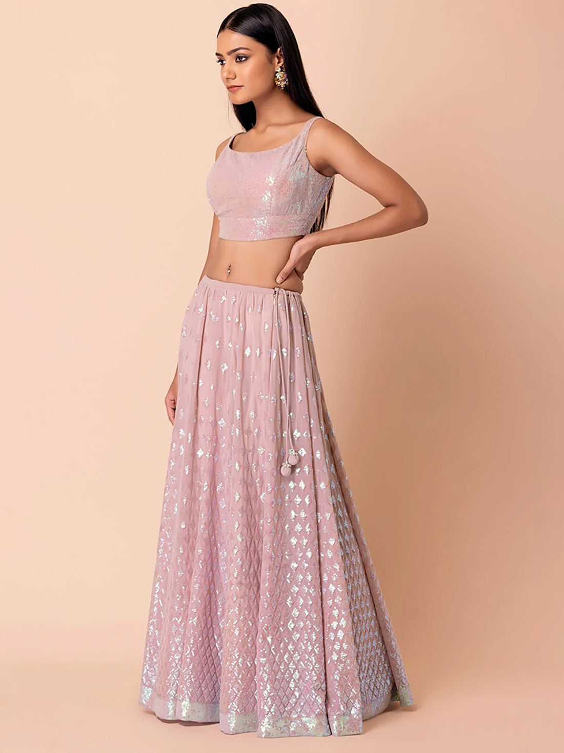 Sweet Pink Sequins Georgette Engagement Wear Lehenga Choli - Zeel Clothing