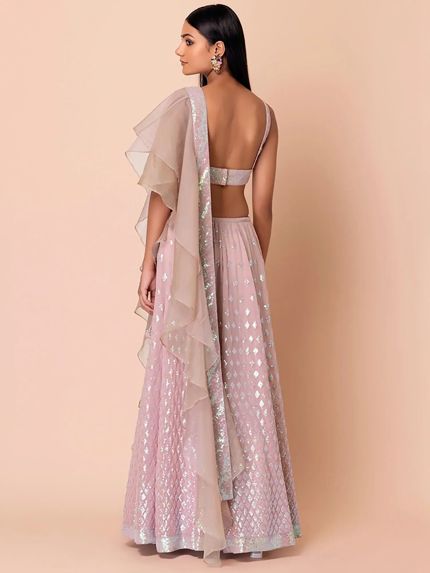 Sweet Pink Sequins Georgette Engagement Wear Lehenga Choli - Zeel Clothing