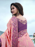 Sweet Pink Zari Weaving Organza Silk Wedding Wear Saree - Zeel Clothing