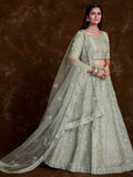 Sweet Pista-Green Stone Work Organza Engagement Wear Lehenga Choli - Zeel Clothing