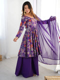 Sweet Purple Floral Printed Silk Festival Wear Palazzo Suit With Dupatta - Zeel Clothing
