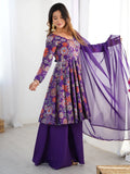 Sweet Purple Floral Printed Silk Festival Wear Palazzo Suit With Dupatta - Zeel Clothing