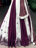 Sweet Wine Gamthi Work Cotton Festive Wear Lehenga Choli With Dupatta - Zeel Clothing