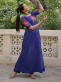 Tantalizing Blue Bandhani Printed Georgette Navratri Wear Side Slit Kurti - Zeel Clothing