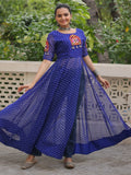 Tantalizing Blue Bandhani Printed Georgette Navratri Wear Side Slit Kurti - Zeel Clothing