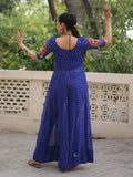Tantalizing Blue Bandhani Printed Georgette Navratri Wear Side Slit Kurti - Zeel Clothing