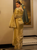 Tantalizing Golden Zari Weaving Tissue Silk Traditional Saree With Blouse - Zeel Clothing