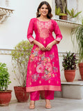 Tantalizing Hot Pink Zari Weaving Chanderi Silk Pant Suit With Dupatta - Zeel Clothing